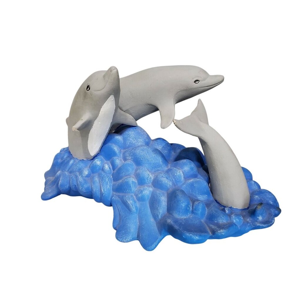 Vintage Gator Ceramic Molds Dolphin Jumping Sculpture Figurine Handmade Painted